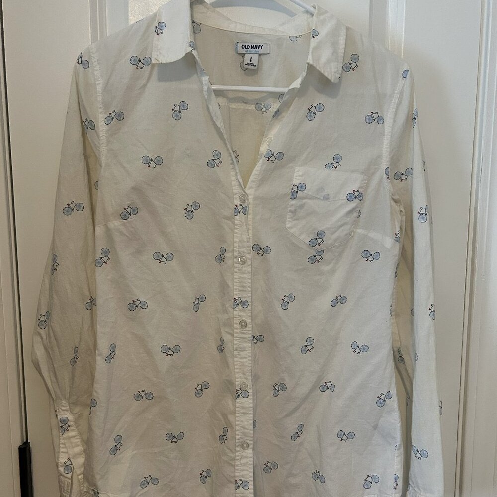 Cute bicycle print button up